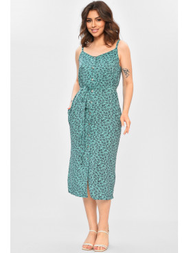 Сарафан женский зеленого цвета с принтом 202557C Сарафан женский зеленого цвета с принтом 202557C