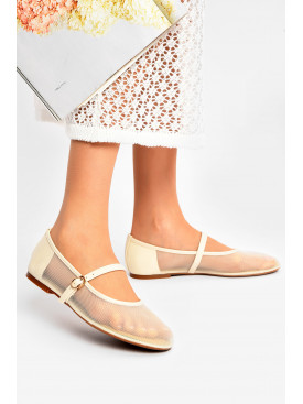 Балетки жіночі бежевого кольору сітка 001-2 202804C Балетки жіночі бежевого кольору сітка 001-2 202804C