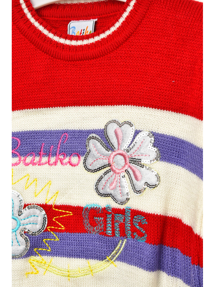 Свитер детский красно-белого цвета в полоску асорти 202916C