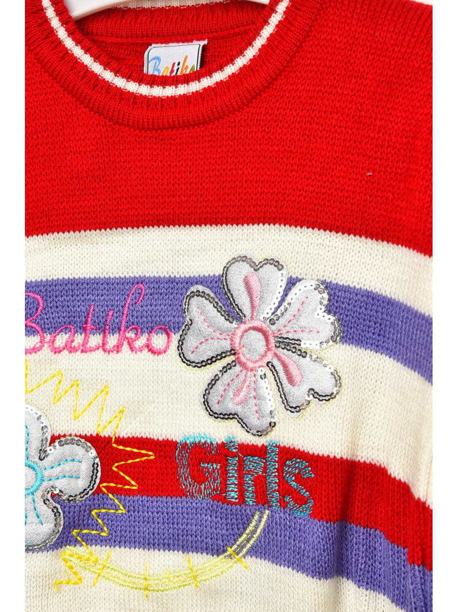 Свитер детский красно-белого цвета в полоску асорти 202916C