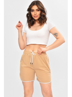 Шорты женские однотонные бежевого цвета А726 202998C