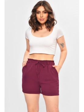 Шорти жіночі однотонні фіолетового кольору 401-1 203017C Шорти жіночі однотонні фіолетового кольору 401-1 203017C