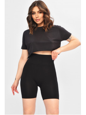 Велосипедки женские однотонные черного цвета 048 203018C Велосипедки женские однотонные черного цвета 048 203018C