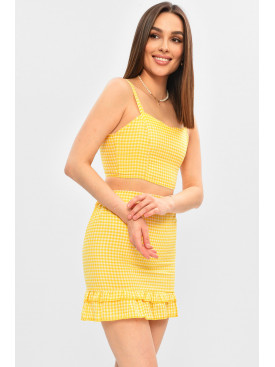 Костюм жіночий жовтого кольору з принтом 1558 203121C Костюм жіночий жовтого кольору з принтом 1558 203121C