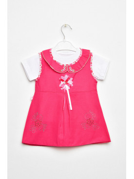 Сарафан+футболка детские для девочки малинового цвета асорти 203140C