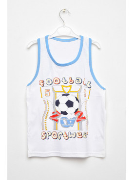 Майка дитяча для хлопчика білого кольору асорти 203170C Майка дитяча для хлопчика білого кольору асорти 203170C