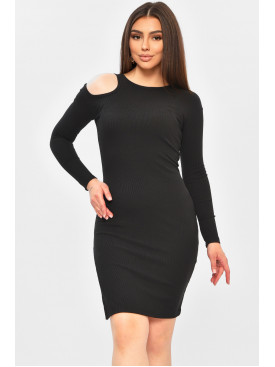 Платье женское однотонное черного цвета в рубчик 255 203201C