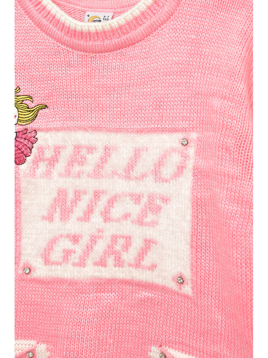 Кофта детская для девочки розового цвета с принтом 829 203357C