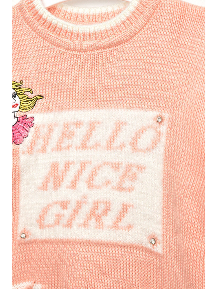 Кофта детская для девочки персикового цвета с принтом 829 203358C