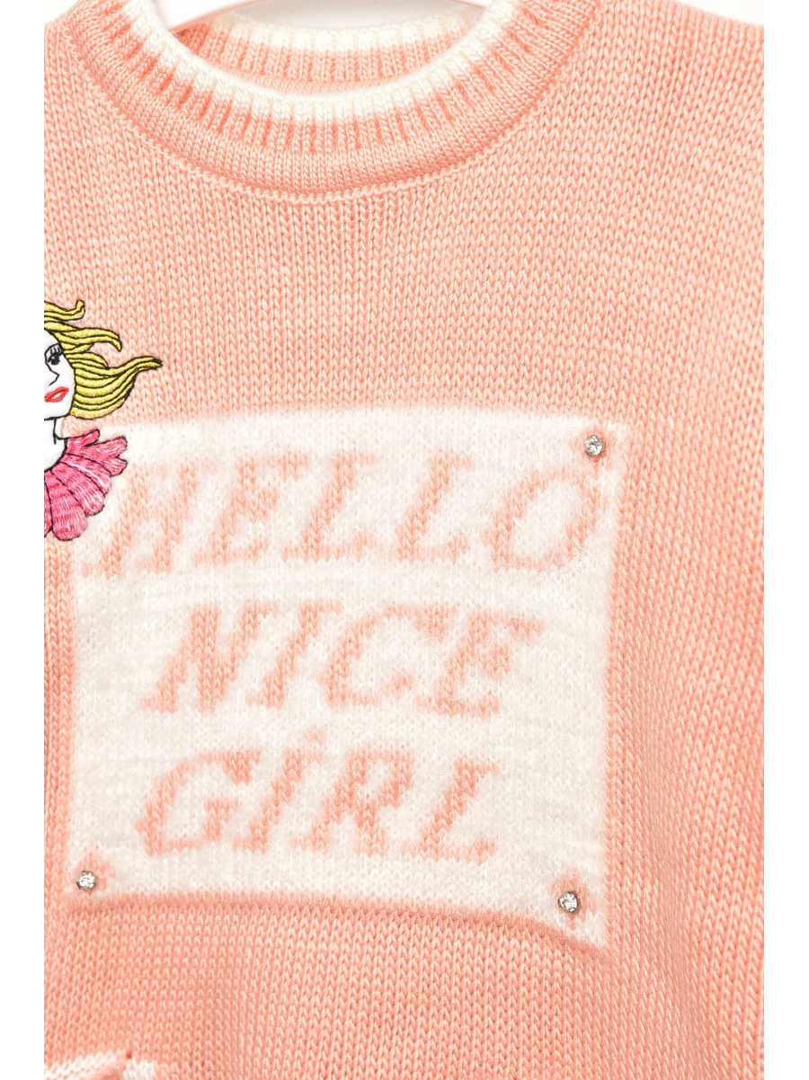 Кофта детская для девочки персикового цвета с принтом 829 203358C