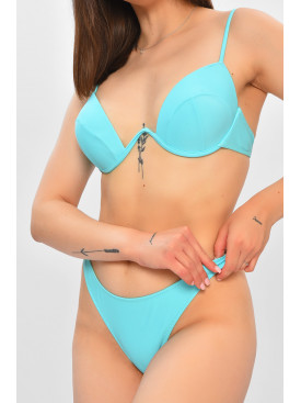 Купальник женский однотонный голубого цвета 204143C