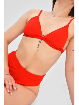 Купальник жіночий однотонний червоного кольору 204170C