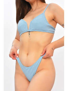 Купальник жіночий однотонний блакитного кольору 204178C