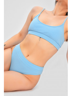 Купальник жіночий однотонний блакитного кольору 204179C