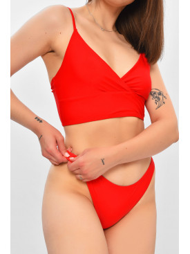 Купальник жіночий однотонний червоного кольору 204189C Купальник жіночий однотонний червоного кольору 204189C