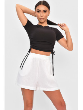 Шорты женские льняные белого цвета 010 204220C