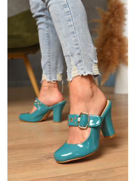 Шльопанці жіночі темно-бірюзового кольору Уцінка 1031 204406C