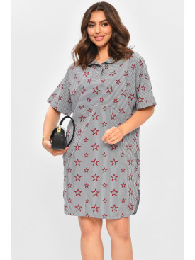 Туника женская полубатальная с принтом звездочки 204438C Туника женская полубатальная с принтом звездочки 204438C