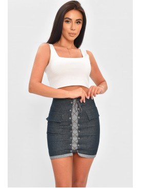 Юбка женская однотонная синего цвета 204444C