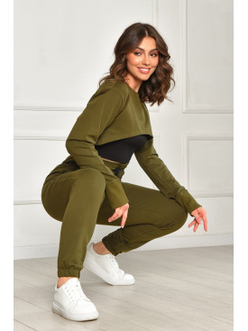 Спортивный костюм женский тройка цвета хаки 21K054-001 204501C