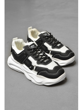 Кроссовки мужские черно-белого цвета на шнуровке Уценка 05-5 204771C