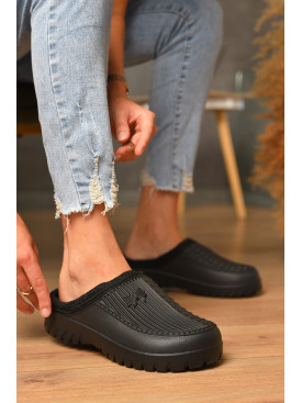 Галоши женские без задника утепленные черного цвета С-41 205097C