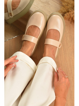 Лоферы женские бежевого цвета Е369-5 205133C