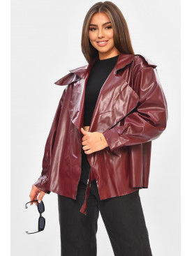 Куртка женская из эко кожи бордового цвета 9316 205286C Куртка женская из эко кожи бордового цвета 9316 205286C
