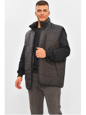 Жилетка чоловіча напівбатальна демісезонна чорного кольору 205485C