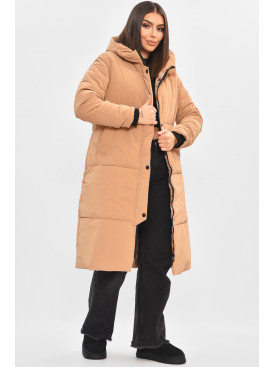 Куртка жіноча подовжена демісезонна коричневого кольору 322 205498C Куртка жіноча подовжена демісезонна коричневого кольору 322 205498C