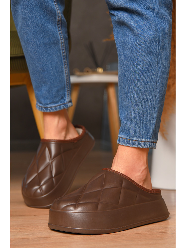 Галоши женские без задника утепленные коричневого цвета 602 205555C