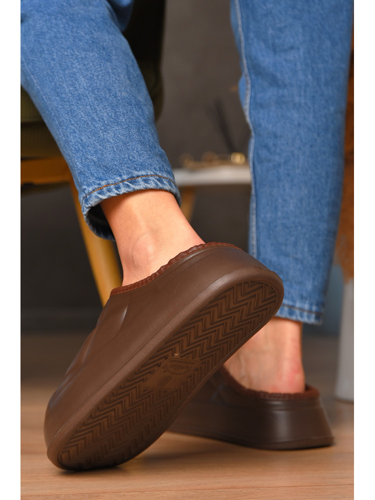 Галоши женские без задника утепленные коричневого цвета 602 205555C