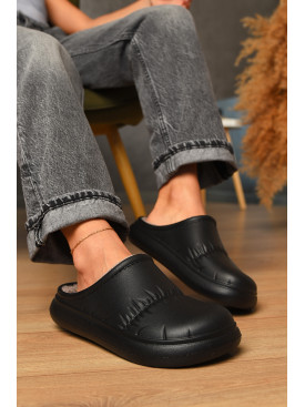 Галоши женские без задника утепленные черного цвета С-114 205558C