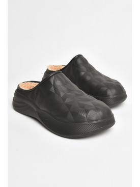 Сабо мужские на меху черного цвета 803 205612C