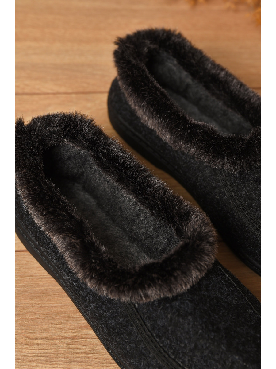 Тапочки женские на меху черного цвета G-039-1 205621C