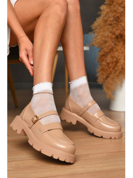 Лоферы женские темно-бежевого цвета Е232-3 205638C Лоферы женские темно-бежевого цвета Е232-3 205638C