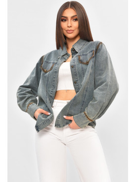 Рубашка женская джинсовая синего цвета на кнопках 65020 205669C Рубашка женская джинсовая синего цвета на кнопках 65020 205669C