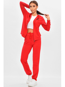 Спортивний костюм жіночий однотонний червоного кольору 198 205712C