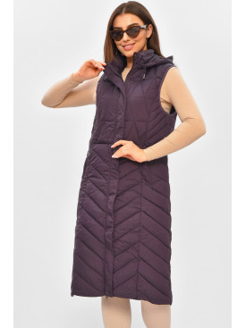 Жилетка женская удлиненная фиолетового цвета 821 206116C