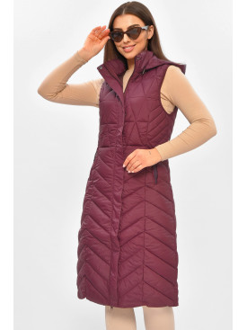 Жилетка женская удлиненная бордового цвета 821 206118C