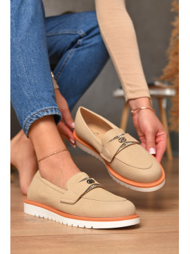 Туфли-лоферы женские бежевого цвета Уценка А34-1 206224C