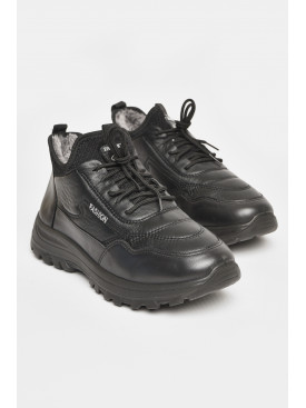 Кросівки чоловічі на штучному хутрі чорного кольору 777-А112 206253C