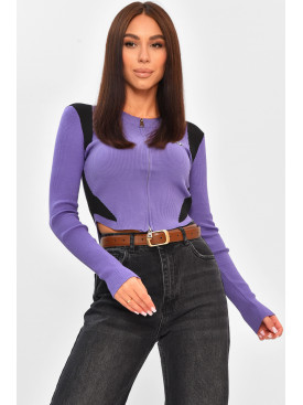 Кофта женская на молнии фиолетового цвета 9115 206262C
