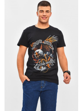 Футболка чоловіча чорного кольору з принтом MPO8115 206289C