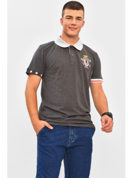 Футболка мужская поло тёмно-серого цвета с принтом МТS0233 206303C