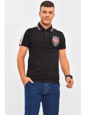 Футболка мужская поло черного цвета с принтом МРО7187 206309C Футболка мужская поло черного цвета с принтом МРО7187 206309C