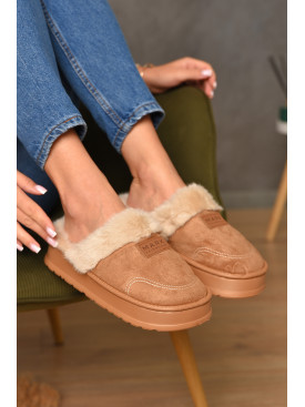 Домашние тапочки женские на меху бежевого цвета MD10093 206346C Домашние тапочки женские на меху бежевого цвета MD10093 206346C