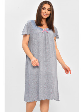 Ночная рубашка женская полубатальная голубого цвета с принтом E0010 206457C Ночная рубашка женская полубатальная голубого цвета с принтом E0010 206457C