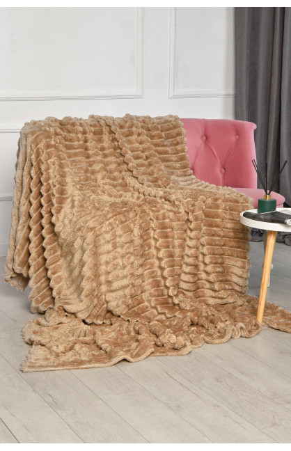 Плед однотонный бежевого цвета размер 200*230 206476C