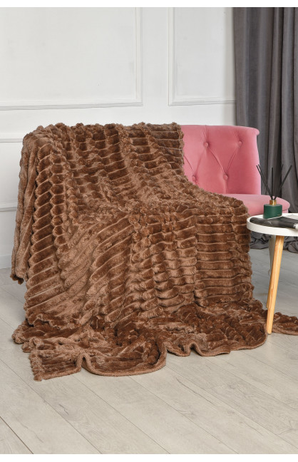 Плед однотонный коричневого цвета размер 200*230 206481C